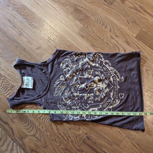 Royal Plush‎ Small Brown Tank Top w/ Gold Graphic - Picture 6 of 7